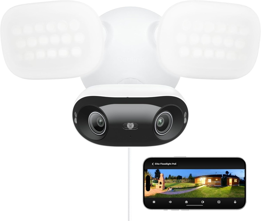 Reolink Elite Pro 4K PoE Floodlight Camera w/ 180-degree View