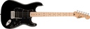 Squier Sonic Stratocaster HSS Electric Guitar, Black, Maple Fingerboard, Black Pickguard