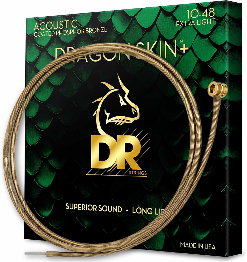 DR Strings DRAGON SKIN+ DAP-10 Extra Light 10-48 Acoustic Guitar Strings