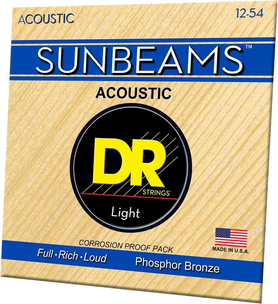 DR Strings RCA-12 Sunbeam 12-54 Light Acoustic Guitar Strings
