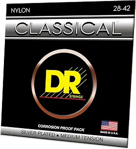 DR Strings CN-M 28-42 Medium Silver-Plated Nylon Classical Guitar Strings