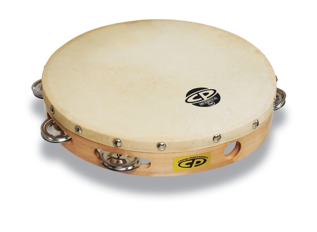 Latin Percussion CP379 10" Handheld Single Row Headed Tambourine - Steel Jingles