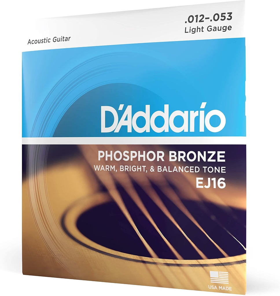 D'Addario EJ16 Bronze Acoustic Guitar Strings - .012-.053 Light