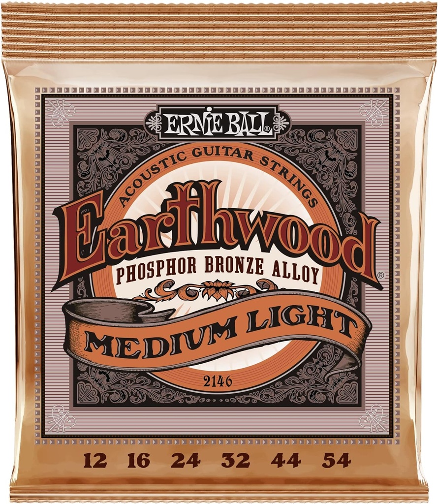 Ernie Ball 2146 Earthwood Phosphor Bronze Acoustic Guitar Strings - .012-.054