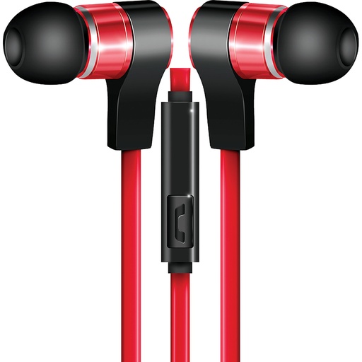 [CVE130RD] Coby In-Ear Metal Red Headphones w/ Mic