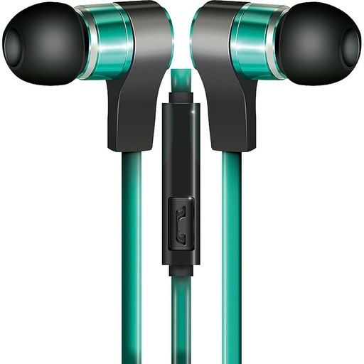 [CVE130TUR] Coby In-Ear Metal Turquoise Headphones w/ Mic