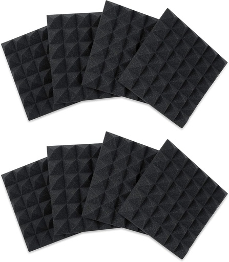 [GFW-ACPNL1212PCHA-8PK] Gator GFW-ACPNL1212PCHA-8PK 2" Thick 12" x 12" Acoustic Pyramid Panels, Charcoal (8-Pack)