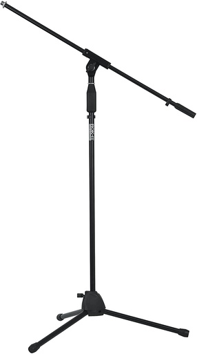 [RI-MICTP-FBM] Rok-It Tubular Microphone Stand with Fixed Boom Included. Tripod Design for Compact Storage and Easy-Twist Height Adjustment.