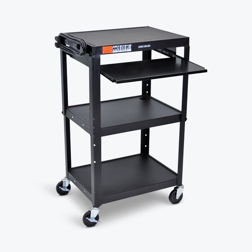 [AVJ42KB] Luxor AVJ42KB Steel Adjustable A/V Cart with Pull-Out Keyboard Tray