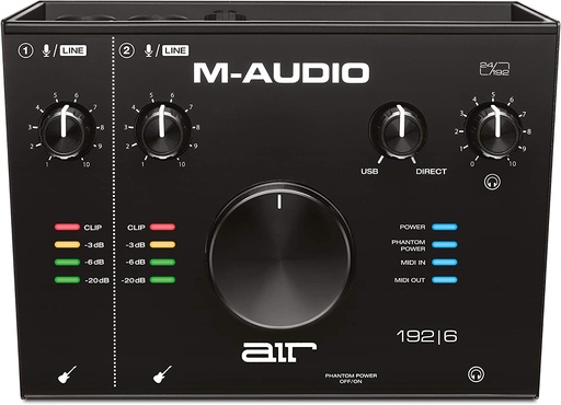 [AIR 192/6] M-Audio AIR 192|6 USB Audio Interface 2-in/2-out USB Interface with 24-bit/192kHz Resolution, Direct Monitoring, XLR/TRS and TS Inputs, MIDI In/Out, Central Monitor Knob, +48V Phantom Power, and Software Suite - Mac/Windows
