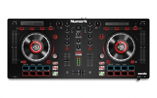 [MIXTRACKPLATINUMFX] Numark 4-Deck Advanced DJ Controller with Jog Wheel Displays and Effects Paddles