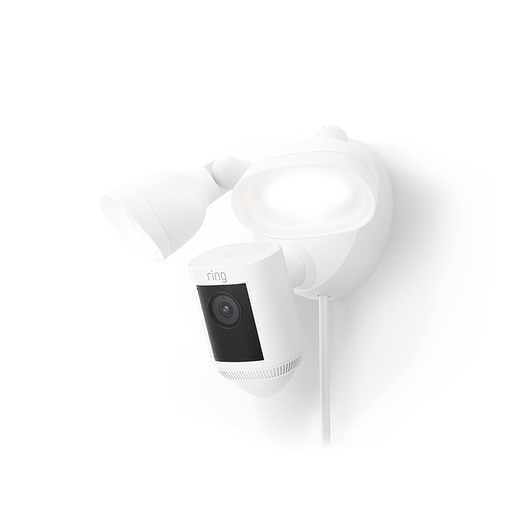 [Floodlight Cam Pro White] Ring Floodlight Camera with Bird's Eye View & 3D Motion Detection (White)