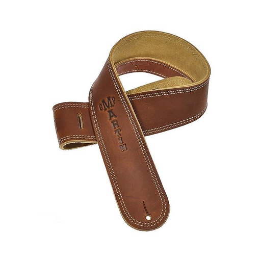[18A0012] Martin Ball Glove Leather and Suede Guitar Strap - Brown