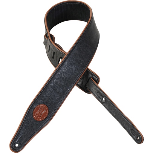 [MSS17-BLK] Levy’s 2 1/2" Signature Black Garment Leather Guitar Strap