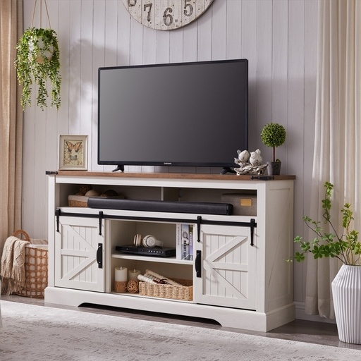 [BDC60TTC-ROWAW] Lorraine Farmhouse TV Stand for TVs up to 65" (Antique White)