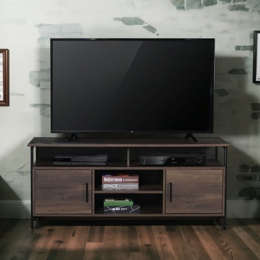 [339836 Smoky Oak] Home Entertainment Center Wood Media TV Stand (Smoky Oak)