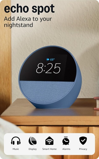 [Echo Spot Blue] Amazon Echo Spot Alexa Speaker (Blue)