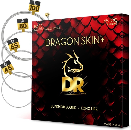 [DBS-45/100] DR Strings Bass Guitar Strings | DRAGON SKIN+ Coated Stainless Steel
