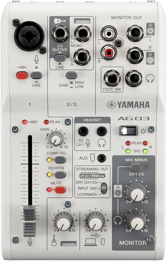[AG03MK2] Yamaha AG03MK2 White 3-Channel Live Streaming Mixer