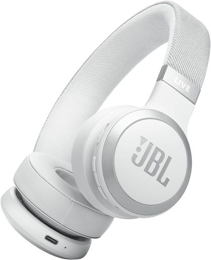 [LIVE 670NC White] JBL LIVE 670NC White Noise-Cancelling On-Ear Wireless Headphones
