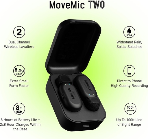 [MoveMic Two] Shure MoveMic Two - Two-Channel Wireless Lavalier Mics