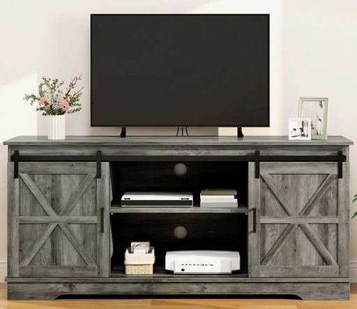 [FTLFTS-6003] Gray Farmhouse TV Stand for TVs up to 65 Inch