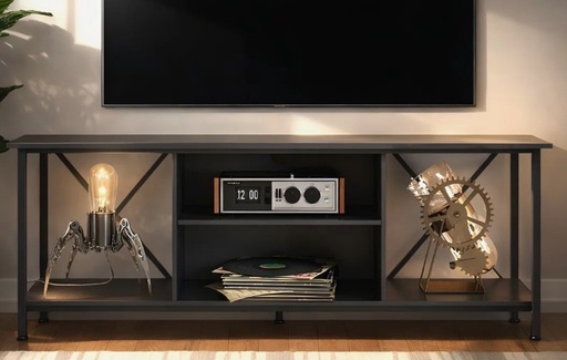 [ADSG042BL] Black Open TV Stand for up to 65" Televisions