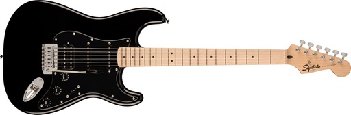 [0373203506] Squier Sonic Stratocaster HSS Electric Guitar, Black, Maple Fingerboard, Black Pickguard